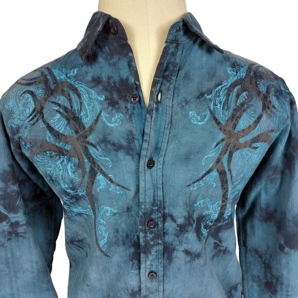 HELIX Men Sz S Black Textured Button Shirt Exclusive Design 100% Cotton - Picture 9 of 10